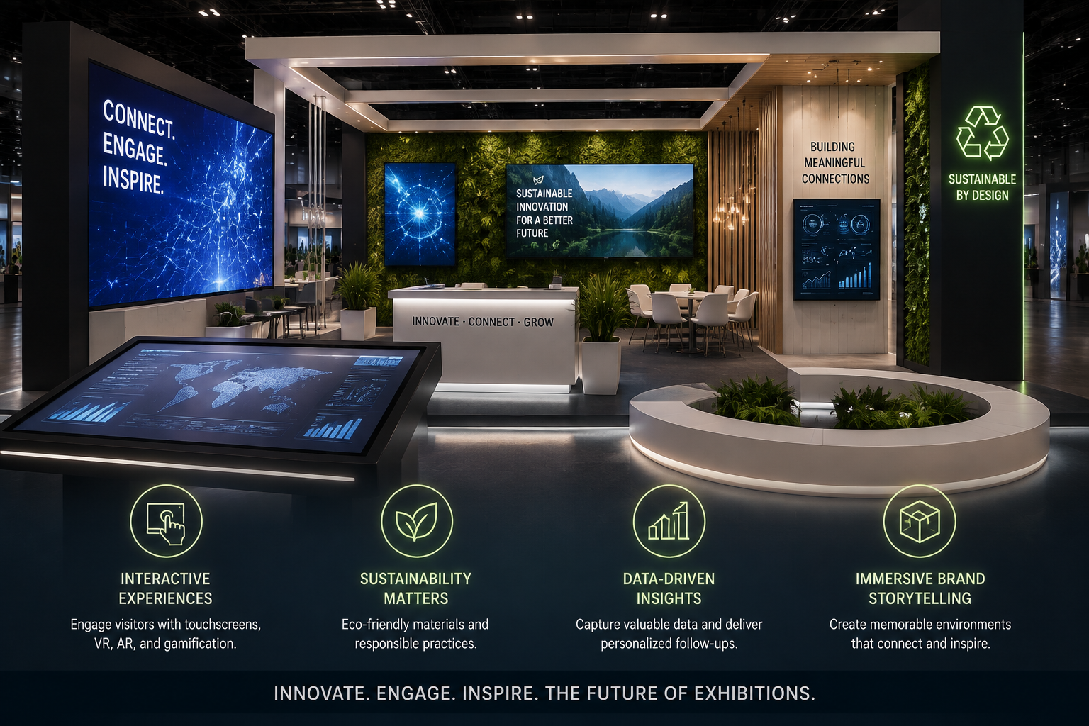 Latest trends in exhibitions focus on interactive digital experiences and sustainability